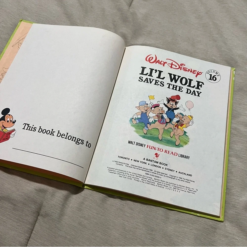 Vintage 1986 Disney‎ Li’l Wolf Saves the Day Book Fun-to-Read Vol 16